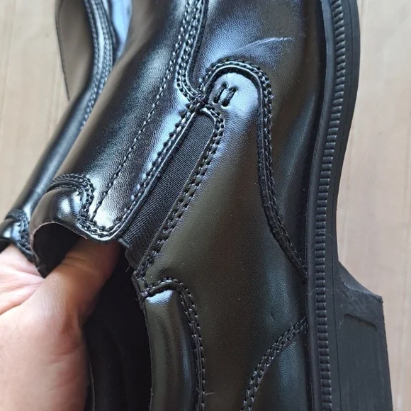 Nunn Bush Kore Bleeker Street Bike Toe Slip On Black Leather Comfort Dress Shoes